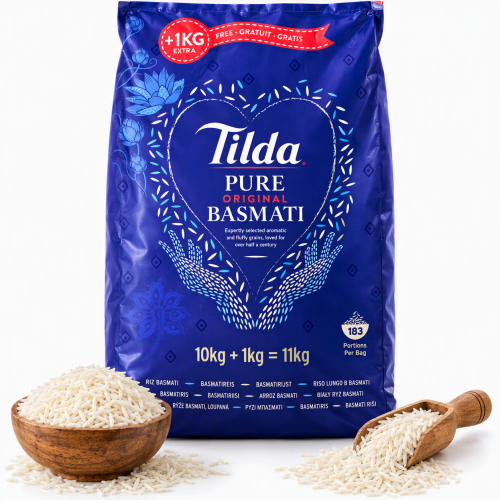 Ryż Basmati Tilda Pure Original 11kg (10kg + 1kg gratis) – długie ziarna do dań kuchni azjatyckiej i indyjskiej, asianshop.pl